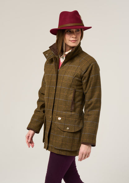 Combrook Ladies Tweed Shooting Coat In Hazel