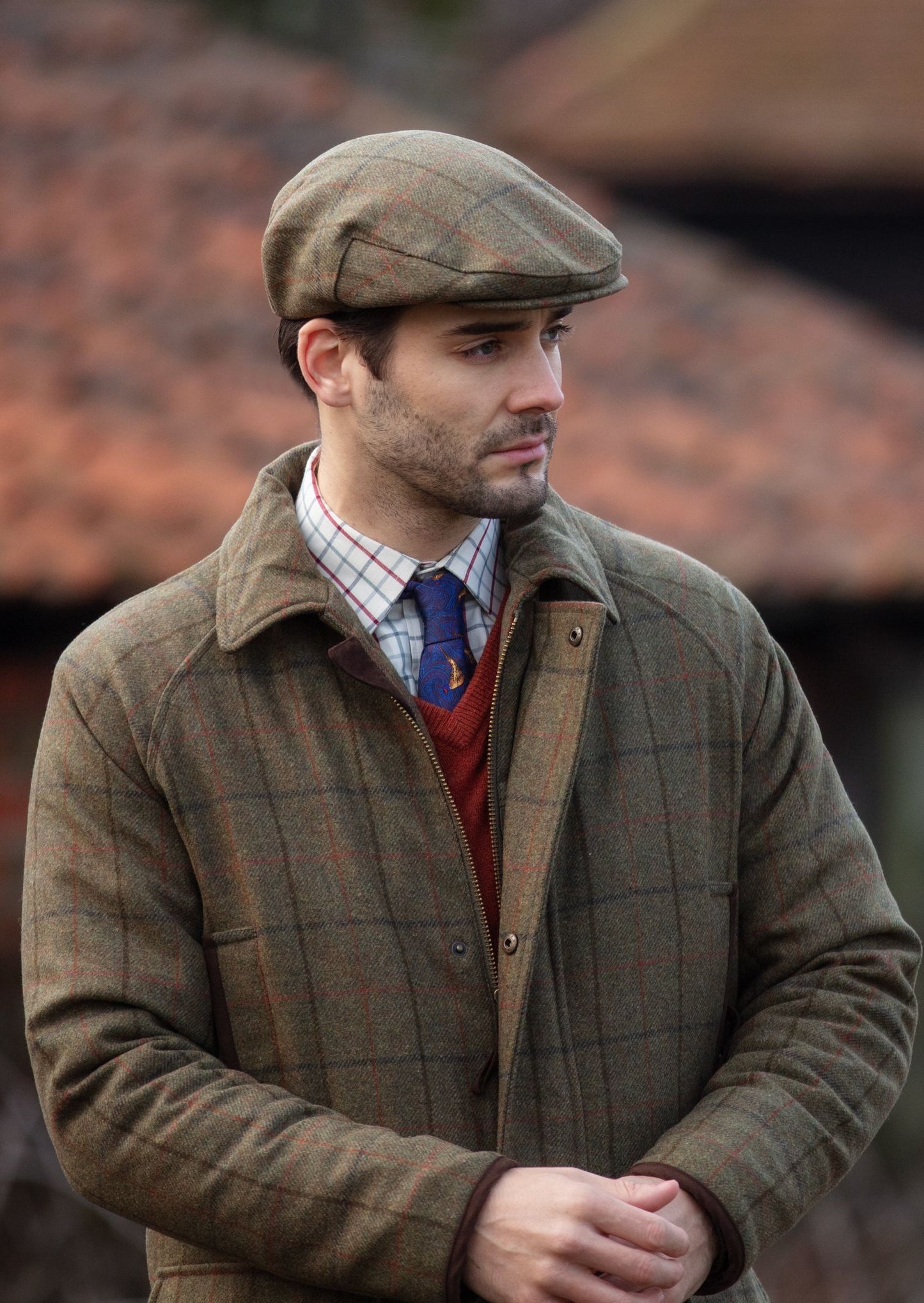 Combrook Men's Tweed Flat Cap In Thyme