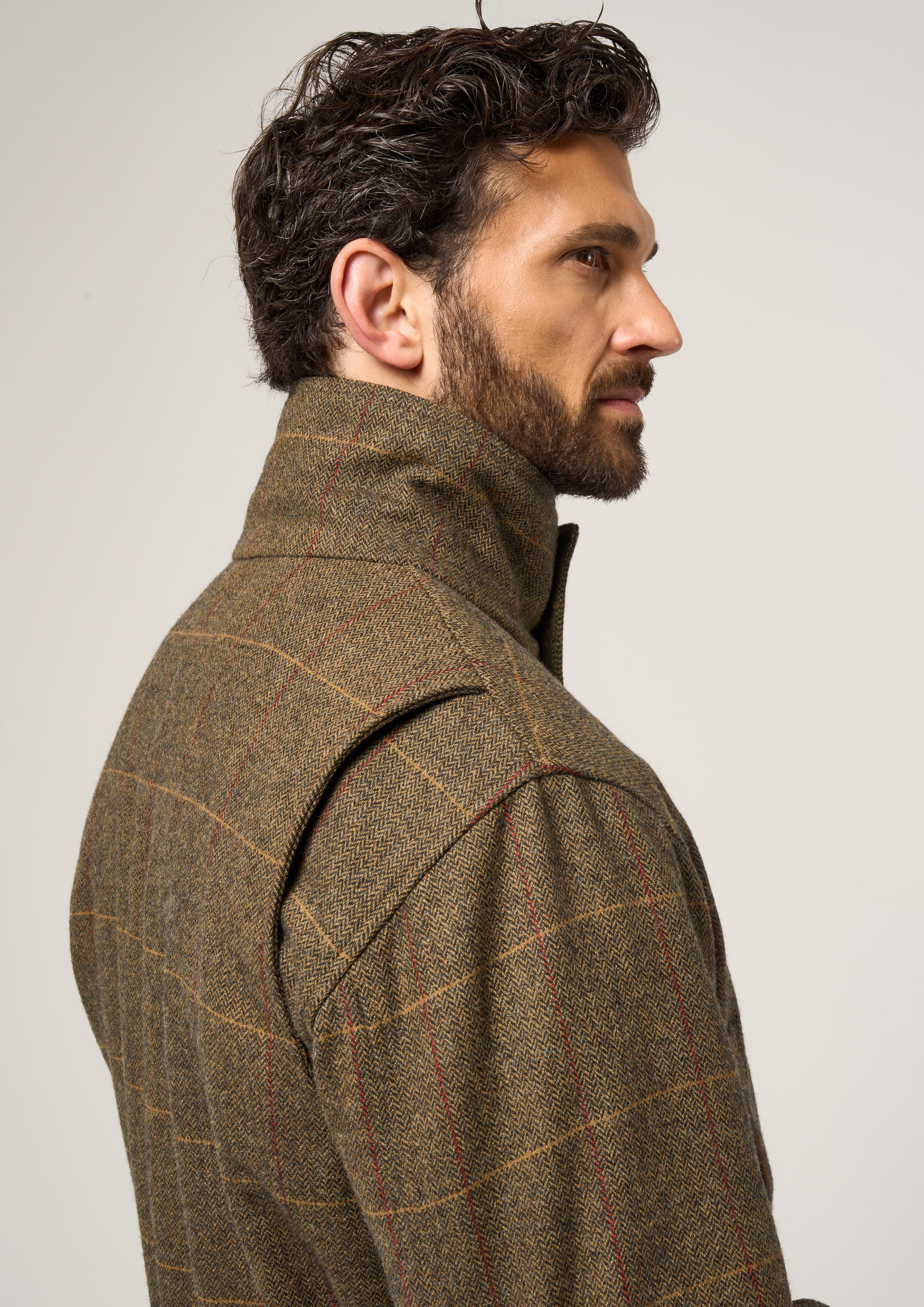 Combrook Men's Tweed Shooting Field Coat In Teak