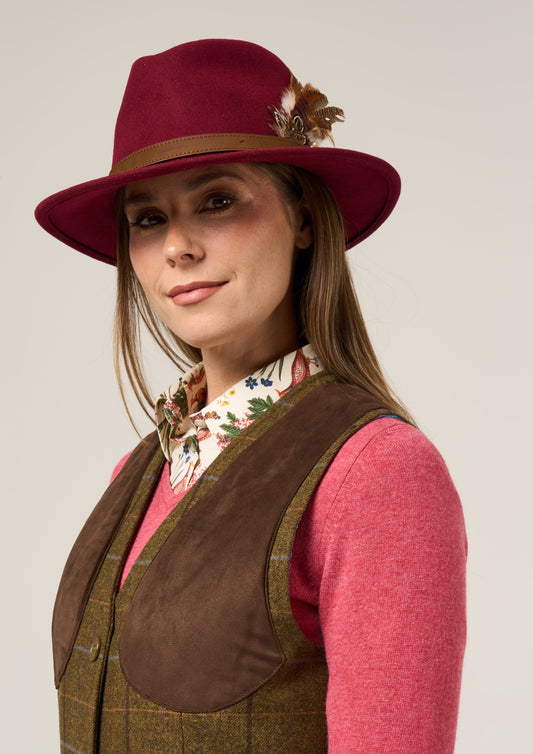 Combrook Ladies Tweed Shooting Waistcoat In Hazel