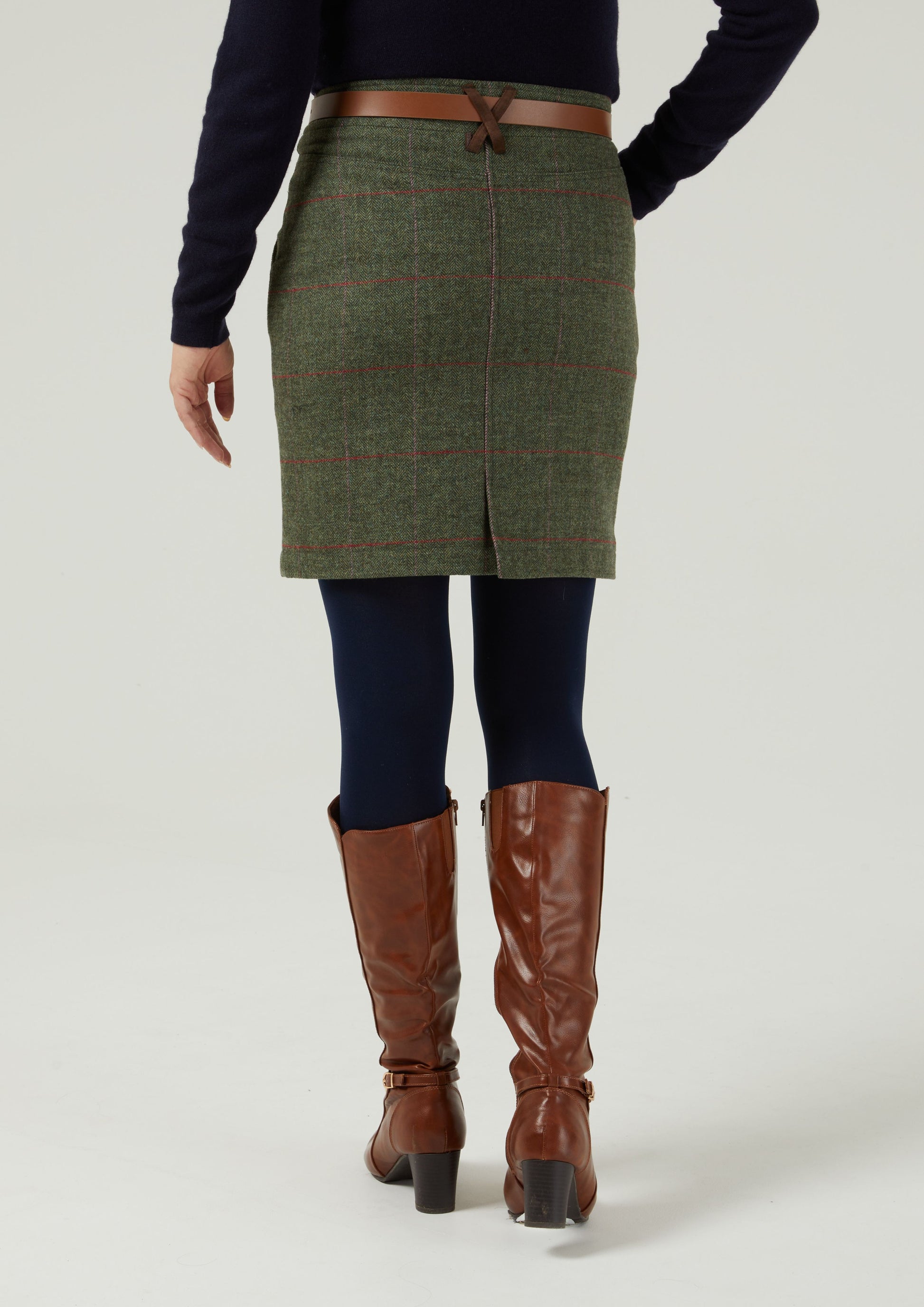 Combrook Ladies Tweed Skirt 49cm In Heath