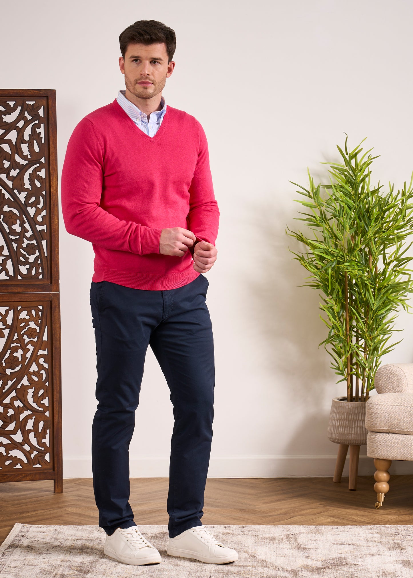 Cotton Cashmere Jumper In Raspberry