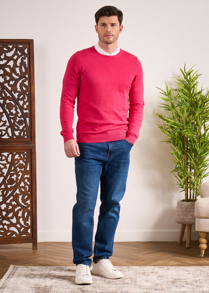 Cotton Cashmere Jumper In Raspberry