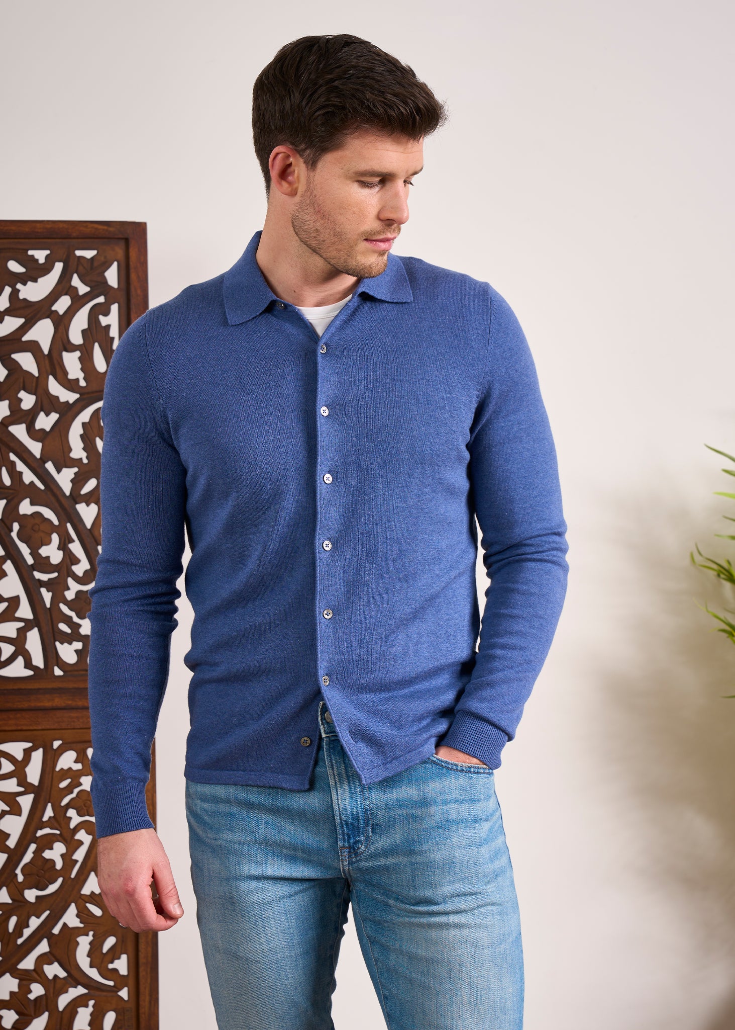 Cotton Cashmere Overshirt in Indigo