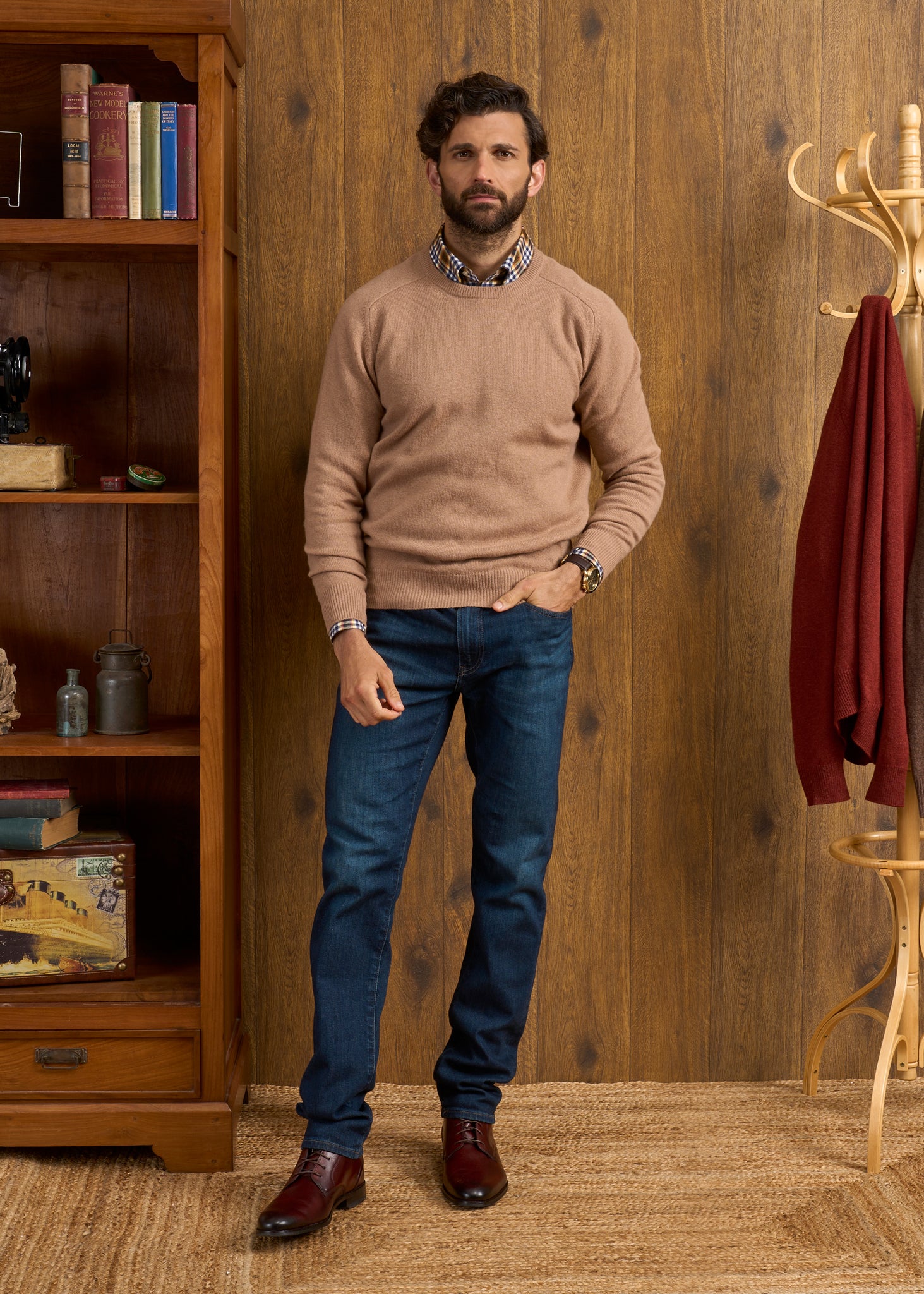 Dorset Men's Lambswool Jumper in Camel - Classic Fit