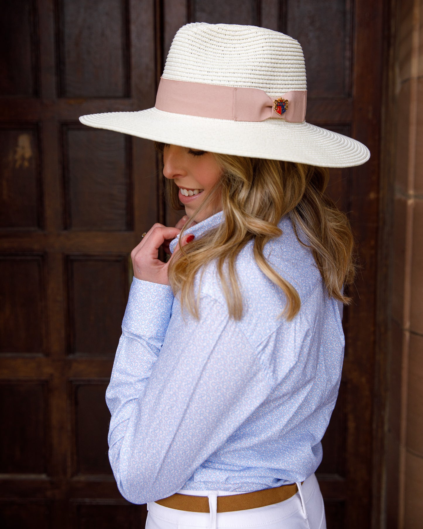 Sombrero De Paja Emelle Con Lazo Rosa Atardecer