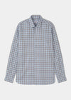 Ganstead Blue and Brown Check Cotton Blend Shirt - Classic Fit