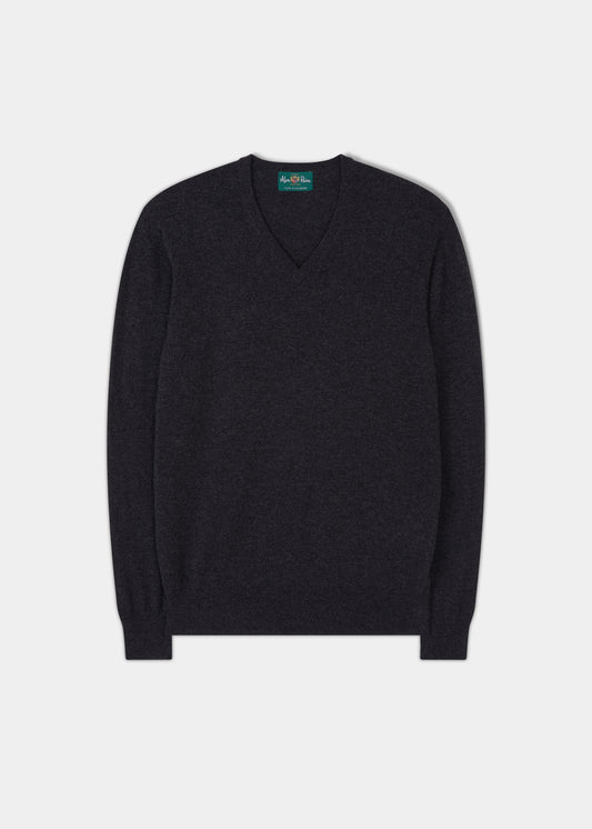 Haddington Cashmere Jumper in Charcoal - Regular Fit