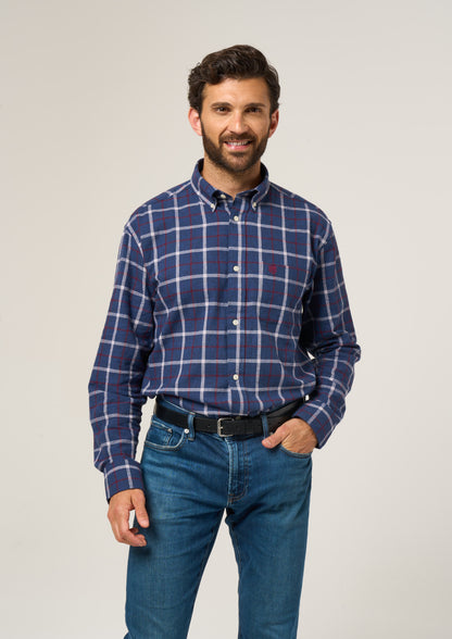 Ilkley Flannel Check Shirt In Blue