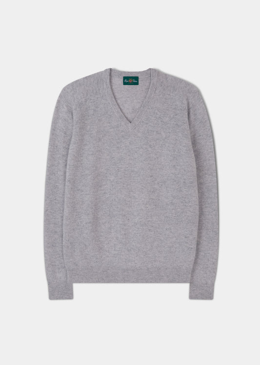 Kilsyth Men's Lambswool Jumper in Pearl Grey - Regular Fit