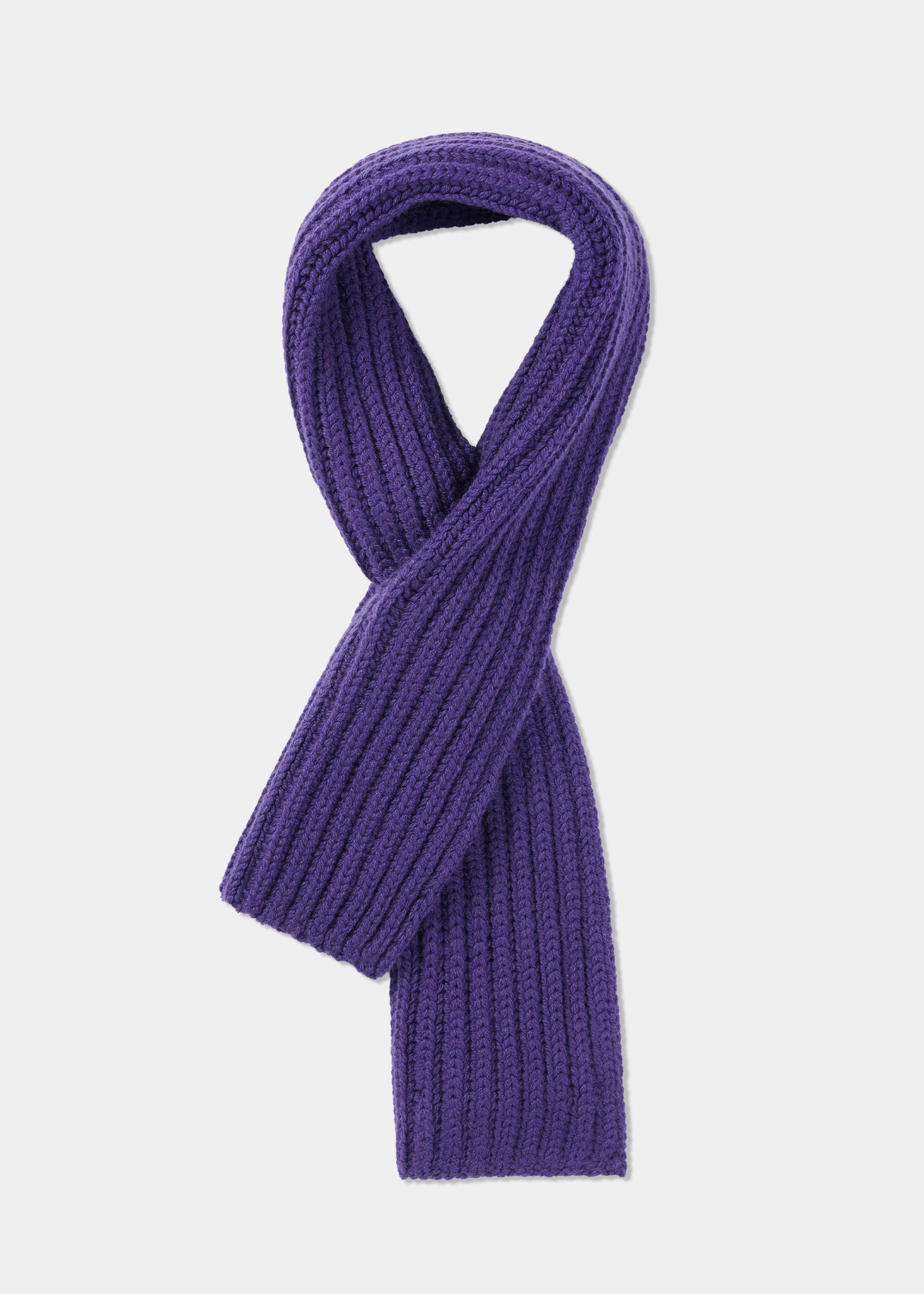 Short Knitted Plain Cashmere Scarf In Arabian Viola