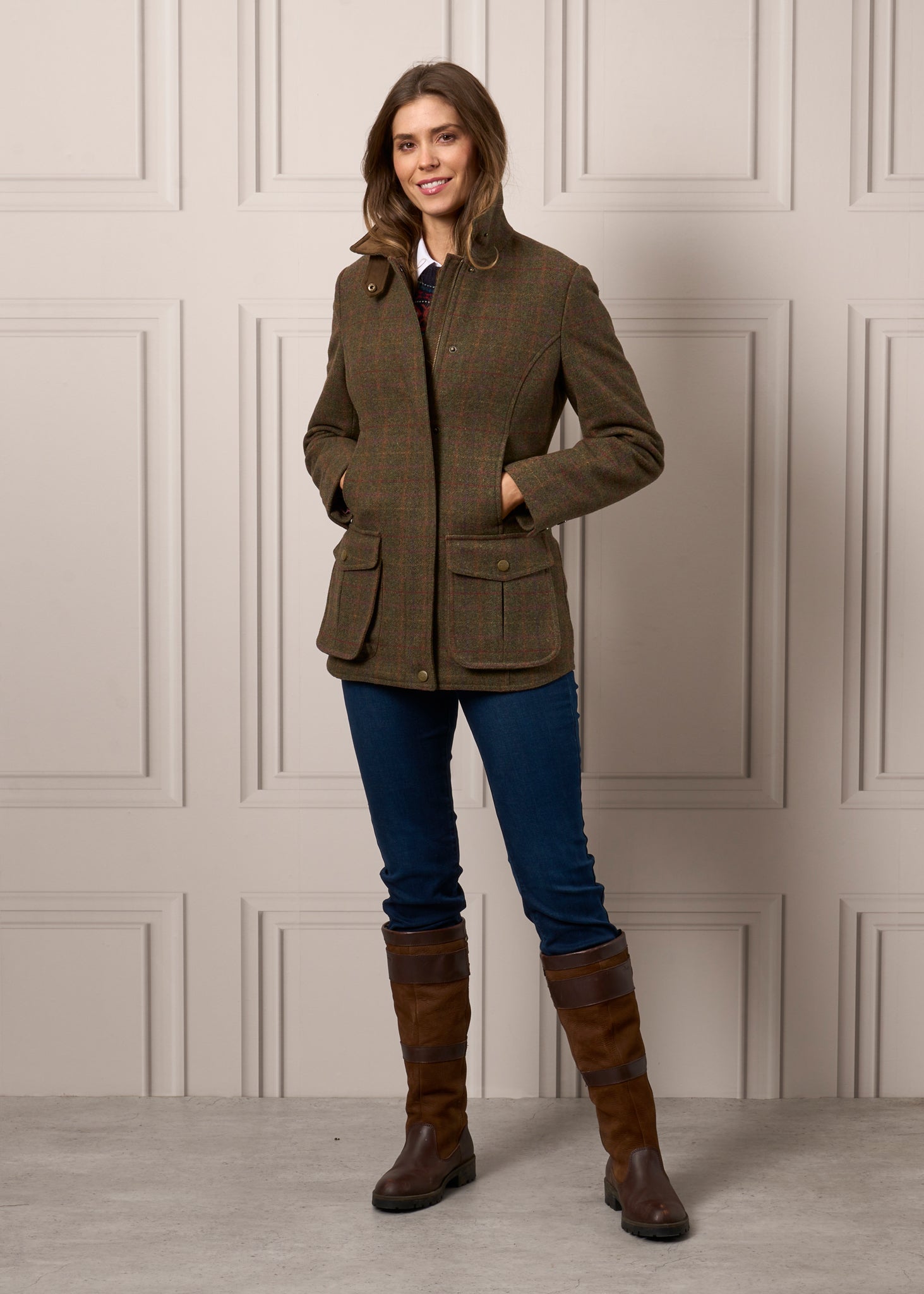 Surrey Ladies Tweed Coat In Hemlock