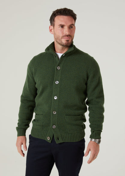 Landford Men's Lambswool Buttoned Jumper In Rosemary