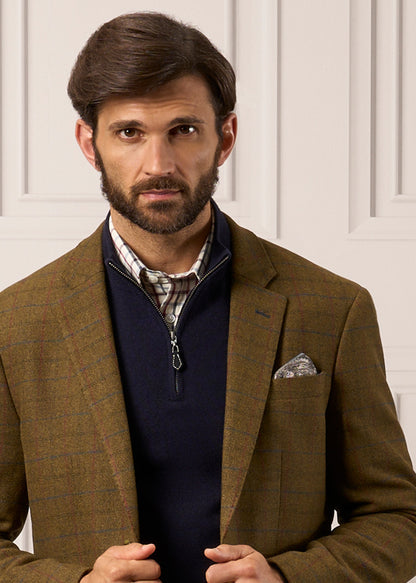 Blazer color moro con forro de tweed Surrey - Corte estándar