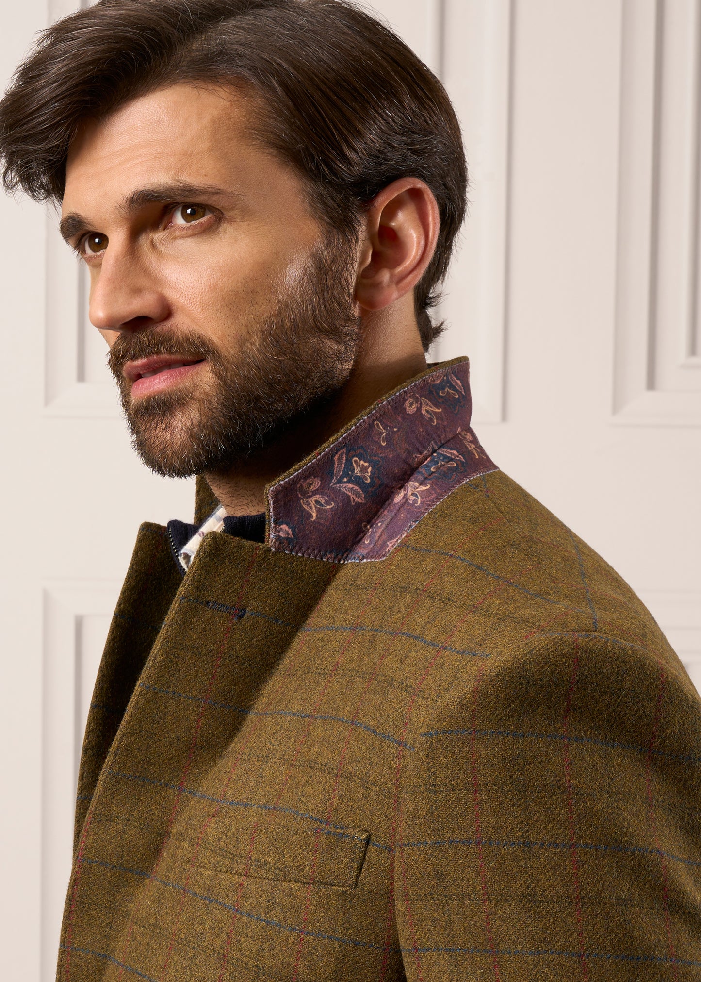 Blazer color moro con forro de tweed Surrey - Corte estándar