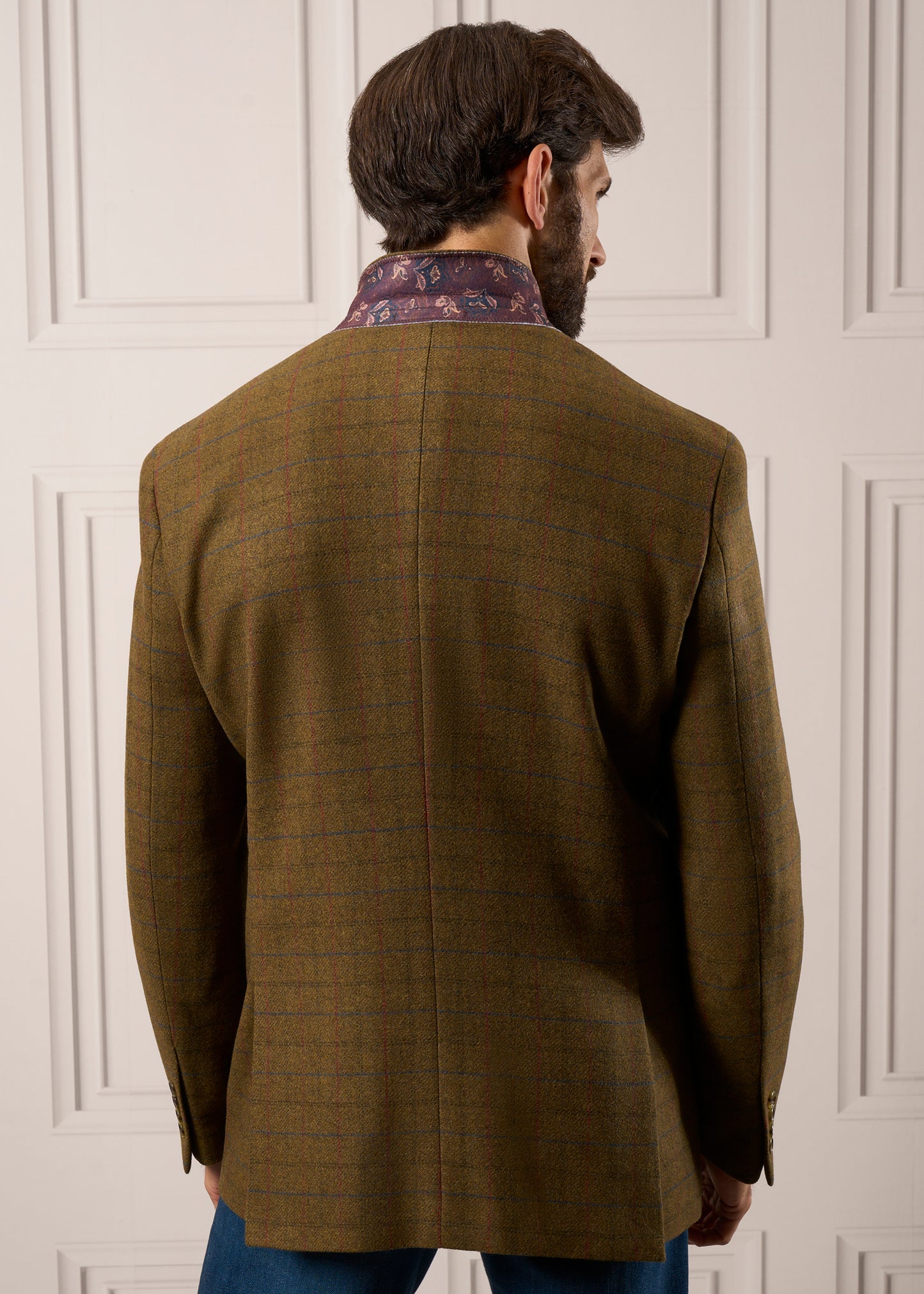 Blazer color moro con forro de tweed Surrey - Corte estándar