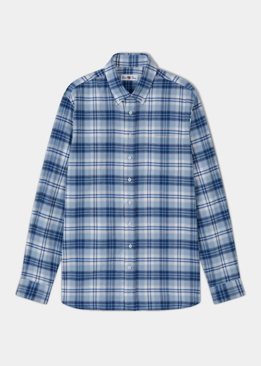 Mirfield Large Blue Check Cotton Shirt - Classic Fit