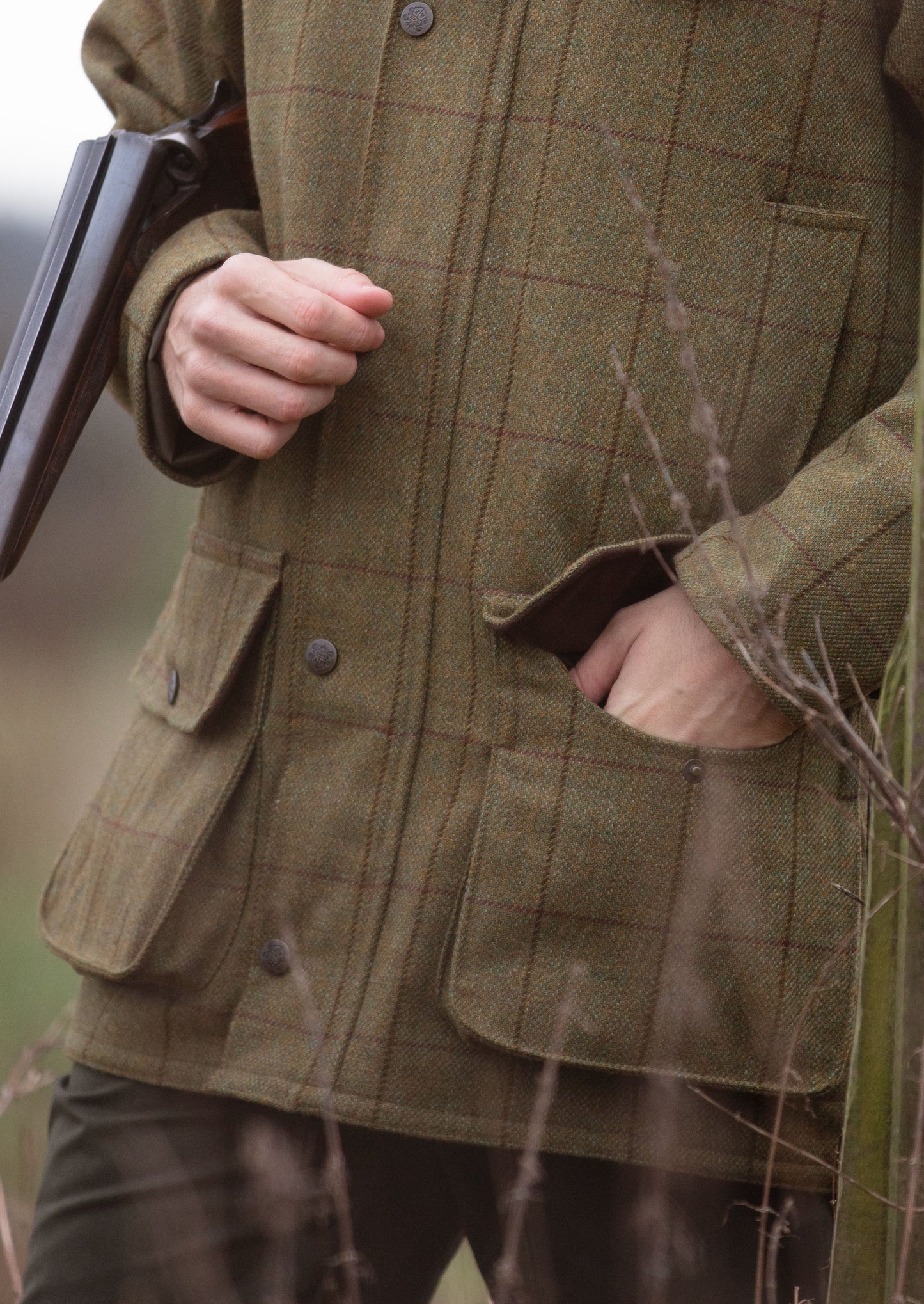 Rutland Tweed Shooting Coat In Lichen