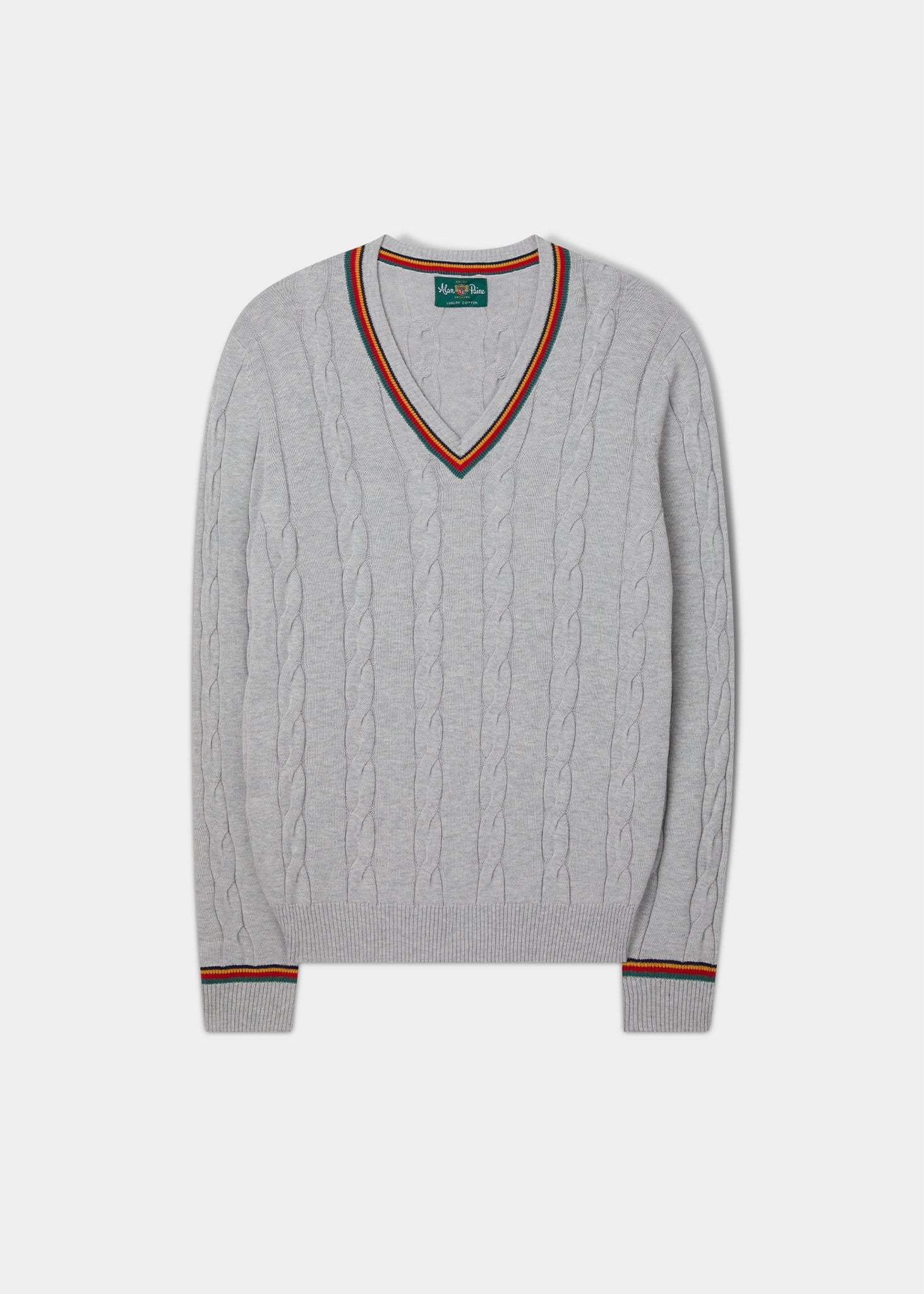 Sandford Cotton Cashmere Cable Knit Vee Neck Jumper In Dove