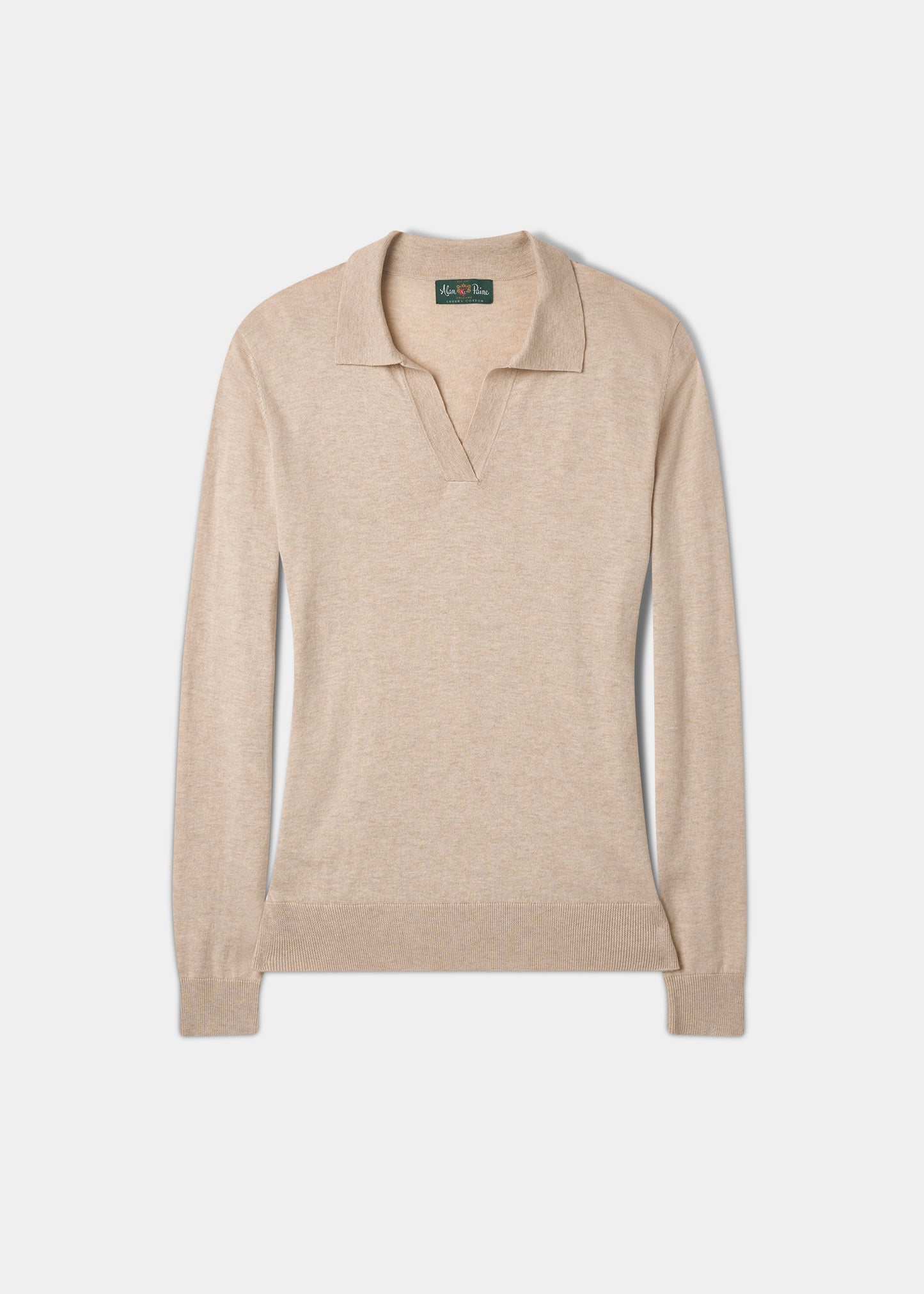 Uma Cotton Cashmere Open Placket Jumper In Sand