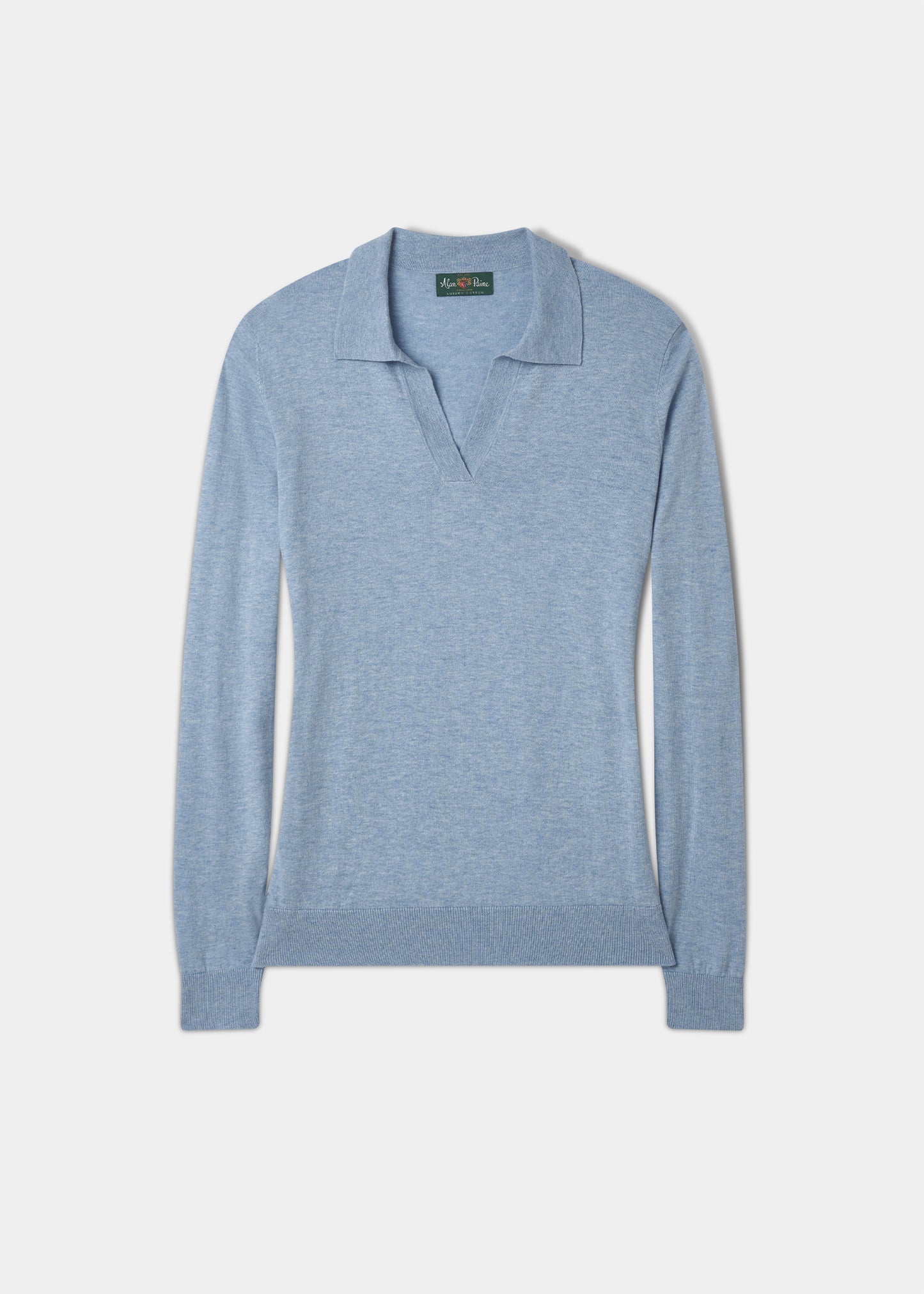 Uma Cotton Cashmere Open Placket Jumper In Steel Blue