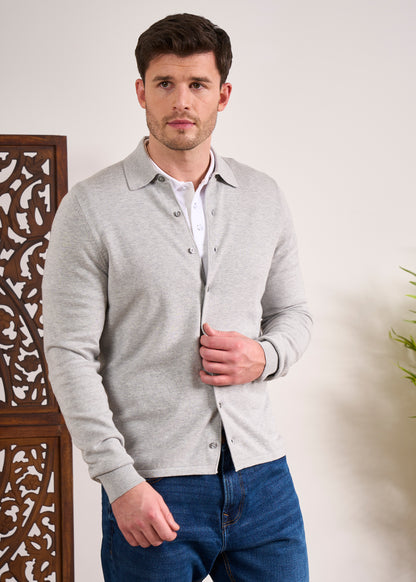 Cotton Cashmere Over Shirt in Dove