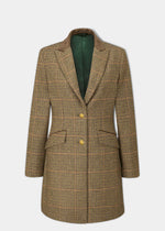 Surrey Ladies Mid-Thigh Tweed Coat In Sycamore