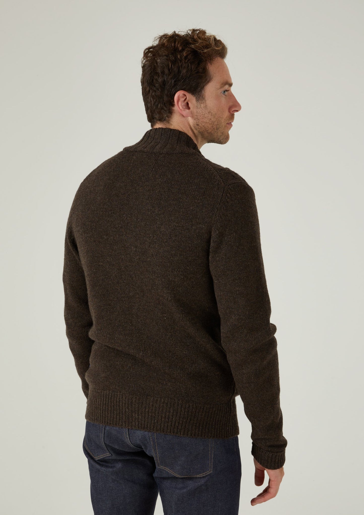 Hawsker Zip Front Mock Neck Jumper In Cocoa 