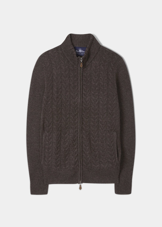 Hawsker Zip Front Mock Neck Jumper In Cocoa