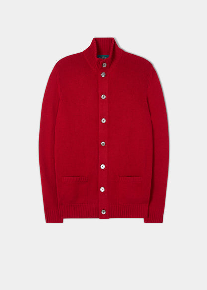 Landford Men's Lambswool Buttoned Jumper In Dubonnet