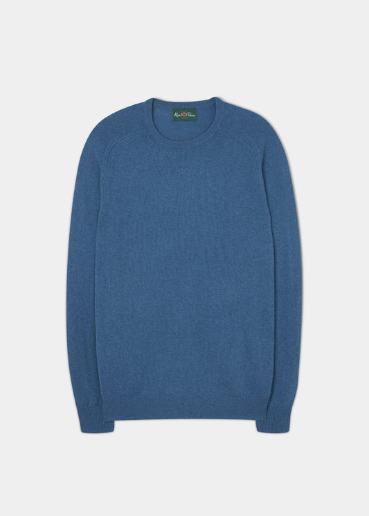 Lenzie Men's Lambswool Jumper In Teal Blue