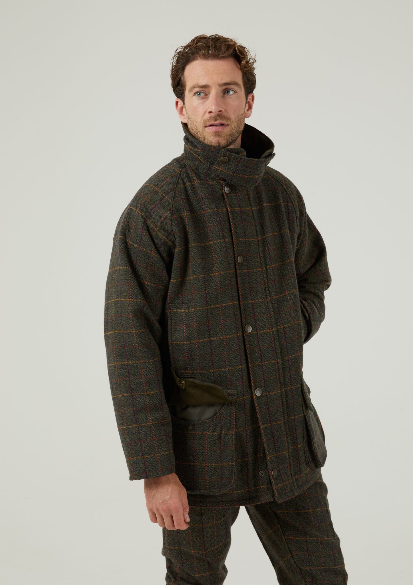 Rutland Men's Tweed Waterproof Shooting Coat In Fern 