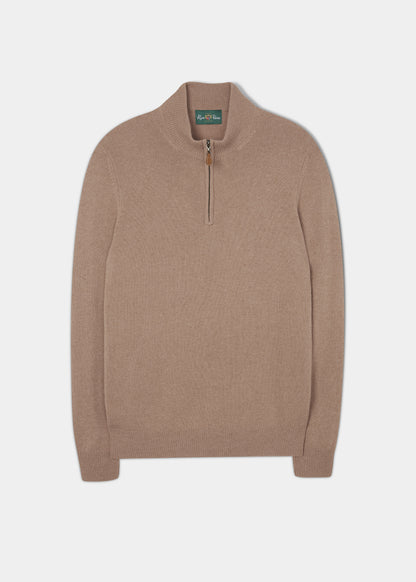 Sutherland Lambswool 1/4 Zip Jumper in Camel 