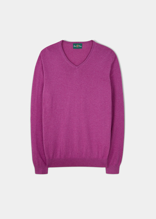 Men's luxury cotton crew neck jumper in orchid