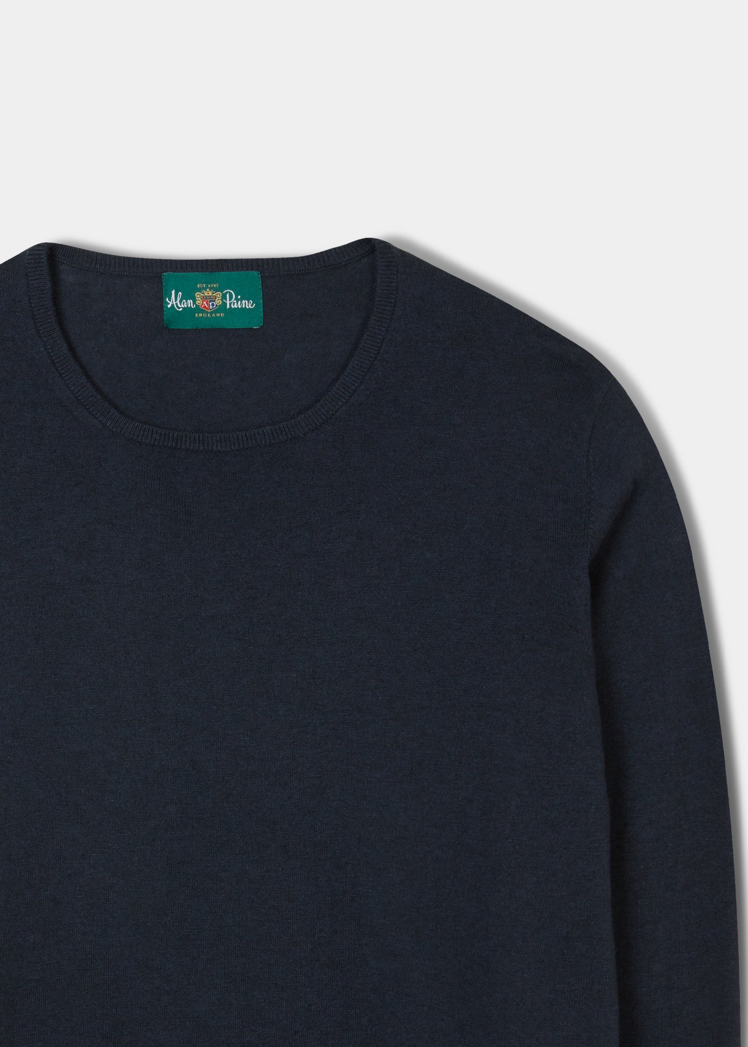 Men's luxury cotton crew neck jumper in dark navy