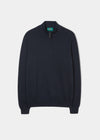 Alan Paine cotton cashmere quarter zip jumper in dark navy