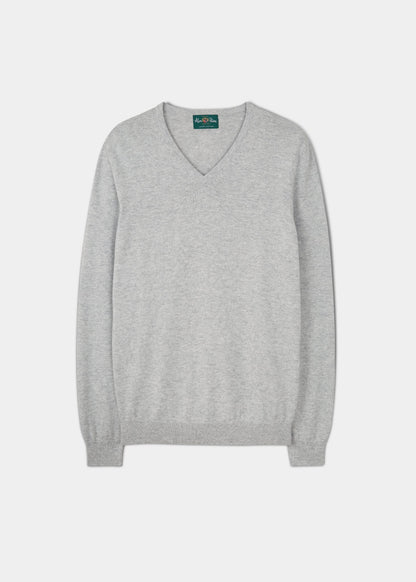 Alan Paine cotton cashmere v-neck jumper in dove