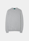 Alan Paine men's cotton cashmere crew neck jumper in dove