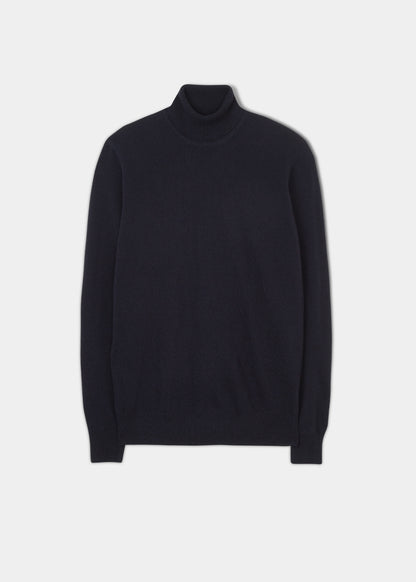 Bunbury Men's Geelong Wool Roll Neck Jumper in Dark Navy