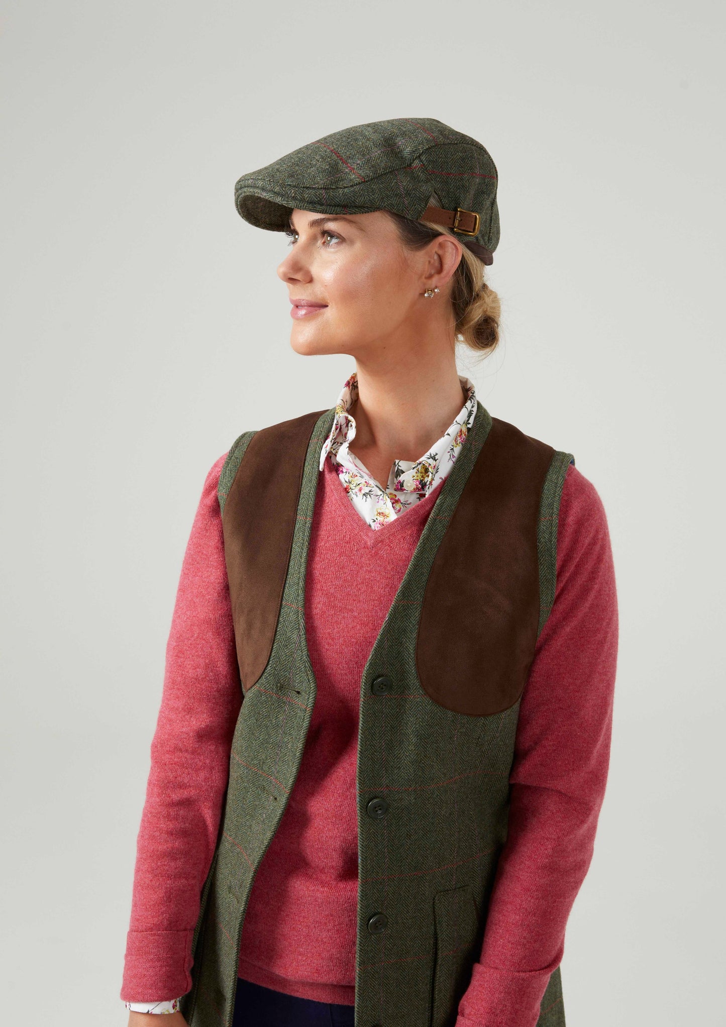 Combrook Unisex Tweed Country Cap In Heath