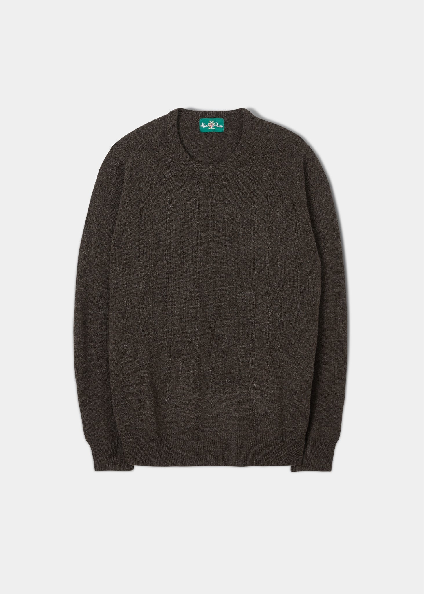 Men's Crew Neck Lambswool Jumper in Cocoa