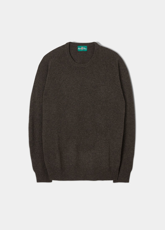 Men's Crew Neck Lambswool Jumper in Cocoa