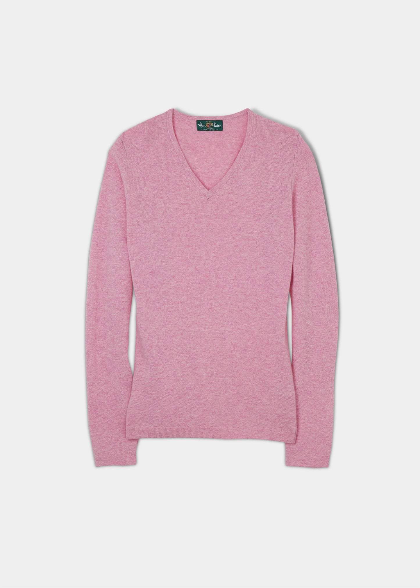 Ladies Geelong Lambswool Vee Neck Jumper In Flamingo