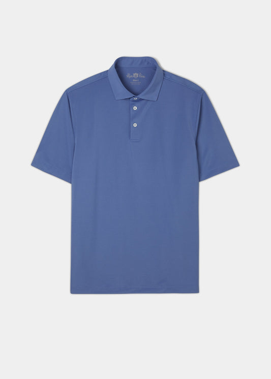 Men's 3 button polo shirt in mid blue.